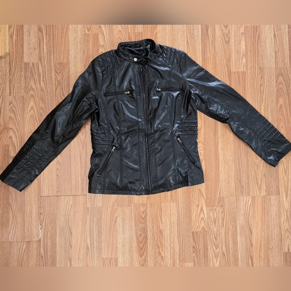 Black Faux Leather Moto Jacket